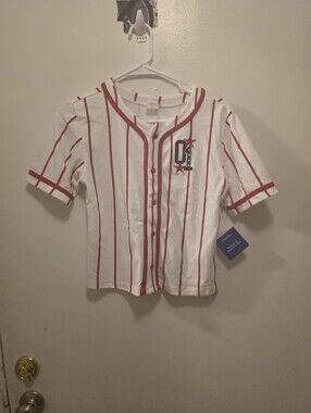 Patrick Ta White and Red Striped Kids Button-Front Top